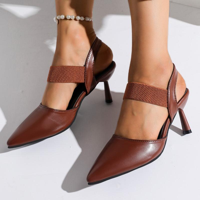 Fashion Fashion Stiletto Baotou Sandals Summer New Pointed Toe Shallow Mouth Slip-on Non-Slip Wear-Resistant High Heels