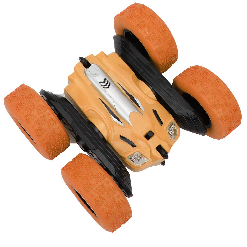 Remote Control Mini Plastic Light Double Sided Electric 360 Degrees Rotation Car Children Toy (Orange)