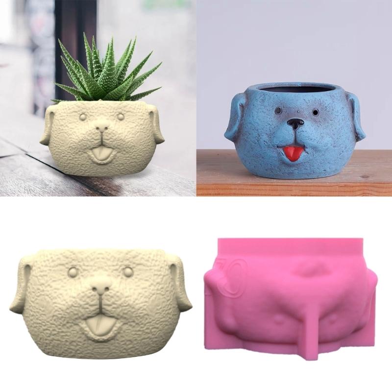 Durable 3D Silicone Mold Silicone Casting Mould Cute Dog Shape Silicone Craft Molds for Making Concrete Resin Flowerpot