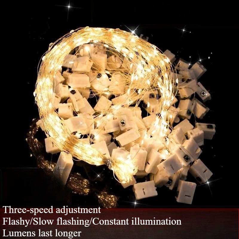 1SET Copper Wire Star Light Ambient Light Stall Night Market Decoration Room Birthday Arrangement Led Small Lantern Flashing Light String