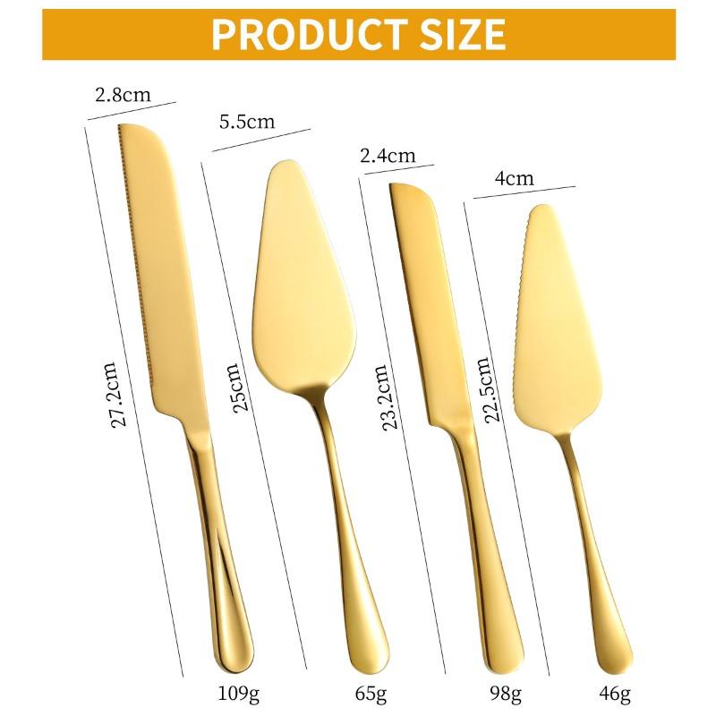 2PCS Stainless Steel Pizza Knife Wedding Birthday Potluck Cake Knife Shovel Baking Set Cut Toast Serrated Bread Knife