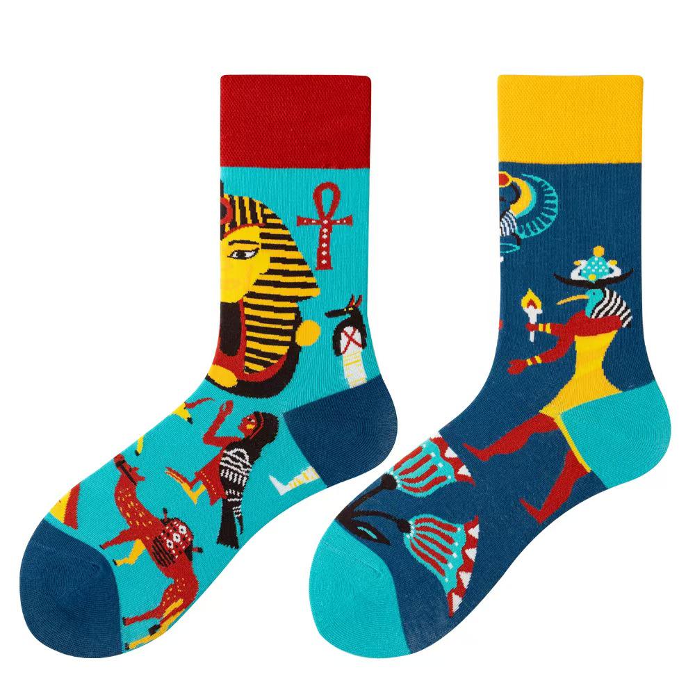 Asymmetric Colorful Christmas Cotton Socks for Couples