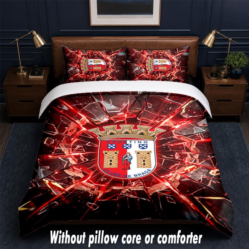 Braga FC Design Bed Bedding Set 1 Duvet Cover + 2 Pillowcases Soft Breathable Household Bed Linens