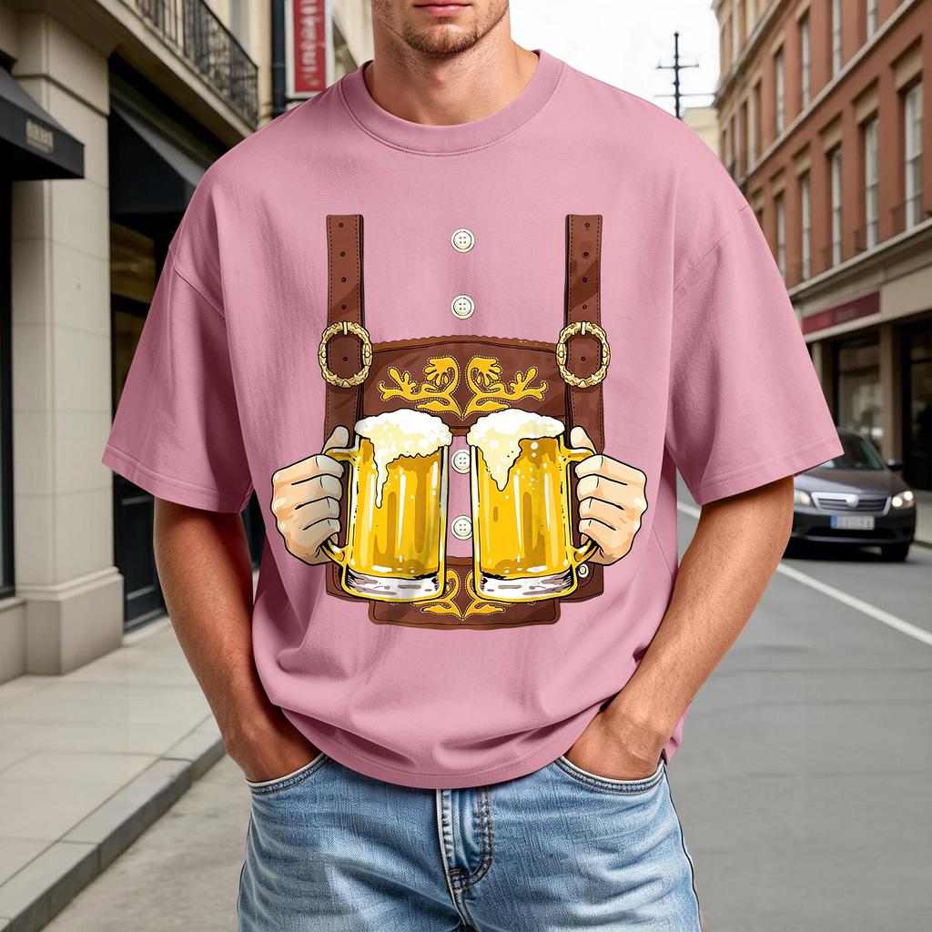 Men's Summer Short Sleeve T-Shirt Oktoberfest Beer Festival Print Casual Comfortable Crew Neck Tee for Outdoor Activities