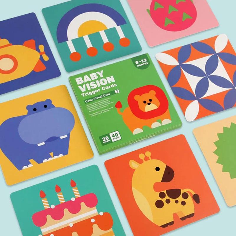 Montessori 0-12 Hónapos Baba Vizuális Stimulációs Kártyák Magas Kontrasztú Villantókártya Baba Gyermekeknek Kognitív Játék Korai Fejlesztő Játék