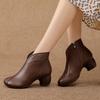 High Quqlity Autumn Women's Genuine Leather Thick Heel Ankle Boots Women Handmade Casual Zipper Winter Shoes Ladies Short Boots