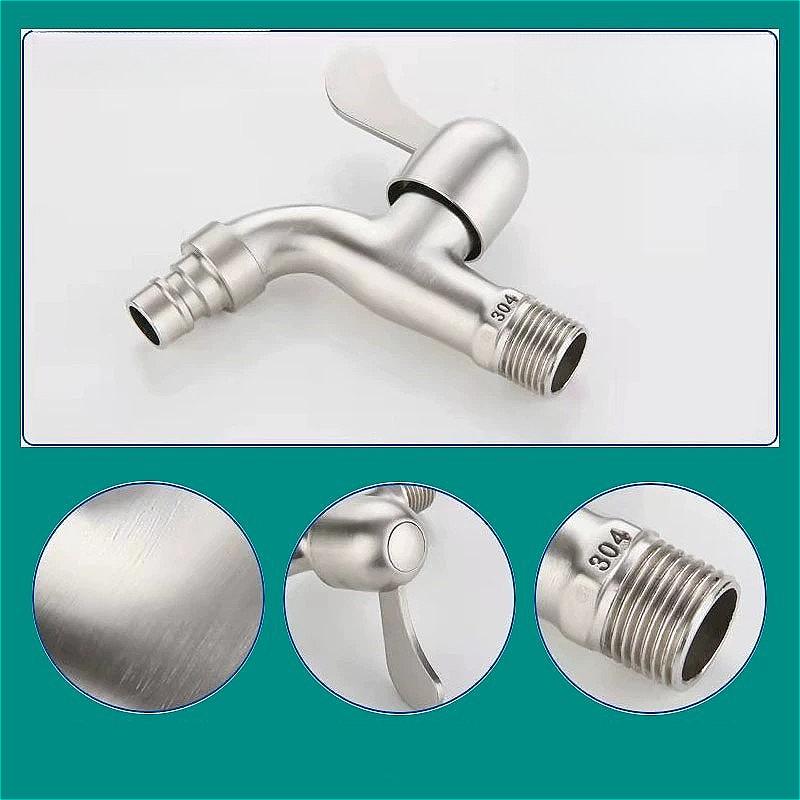 Stainless Steel Faucet Single Outlet Faucet Bathroom Accessories Washer Faucets Washing Machine Faucet for Household Improvement