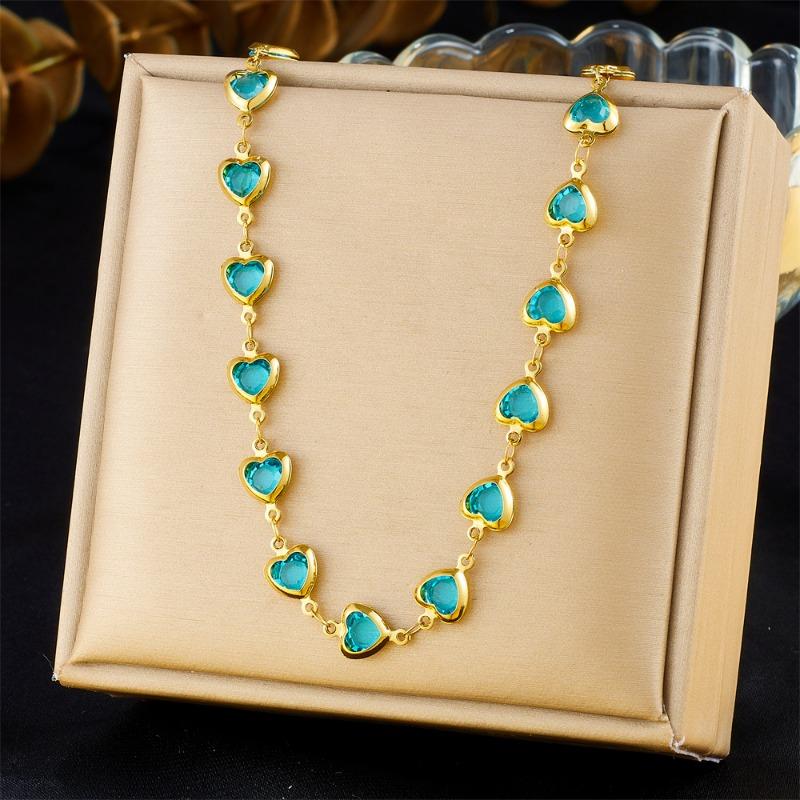 

Gold Colorful Heart Gem Choker Necklace – Romantic Boho Jewelry, Love Joy Gift for Women