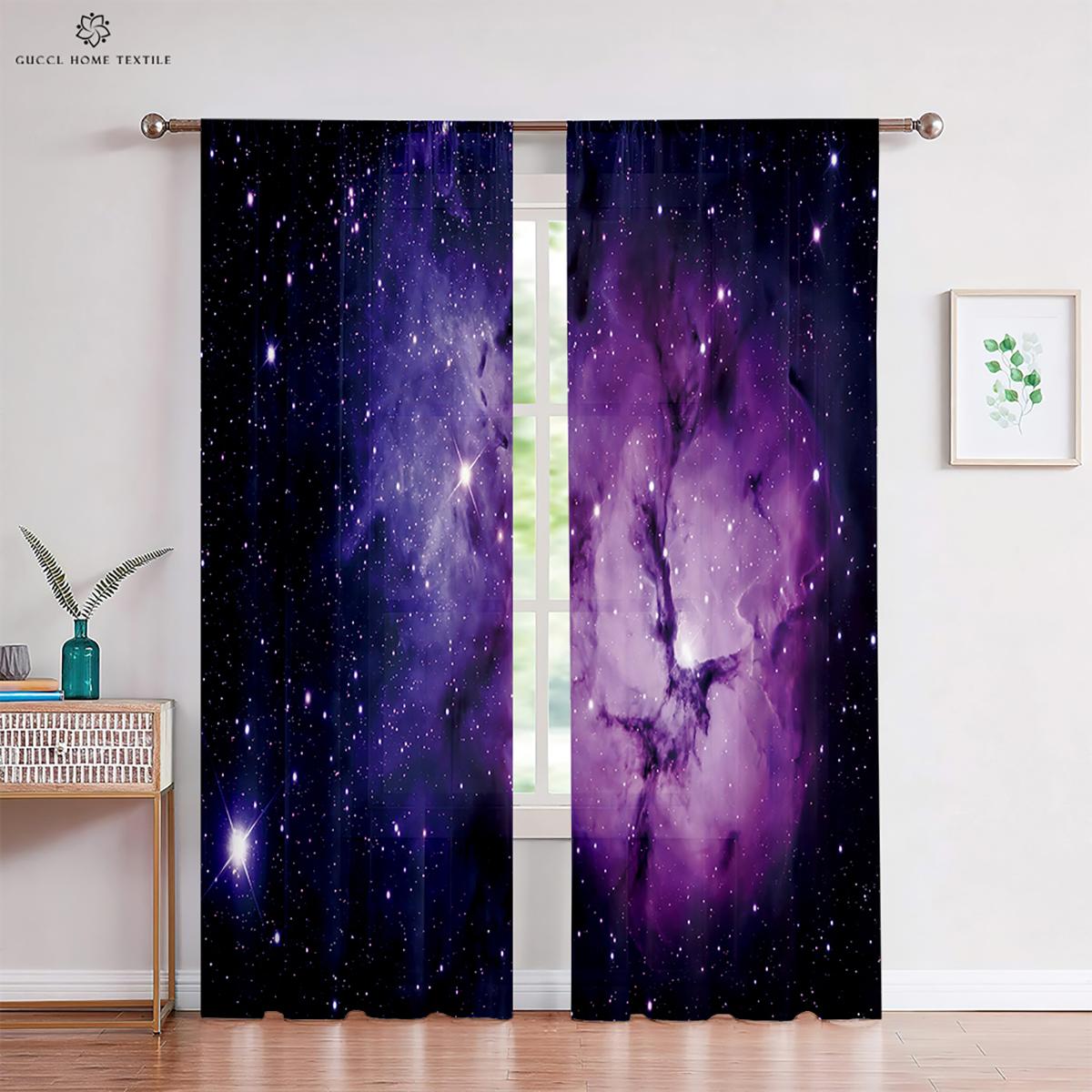 

Шторы с принтом «Звездное небо», карманы для штанг, декоративные, спальня, гостиная, кабинет, на заказ, 2 шт. W50xH130(CM)x2PCS&Grommet Top