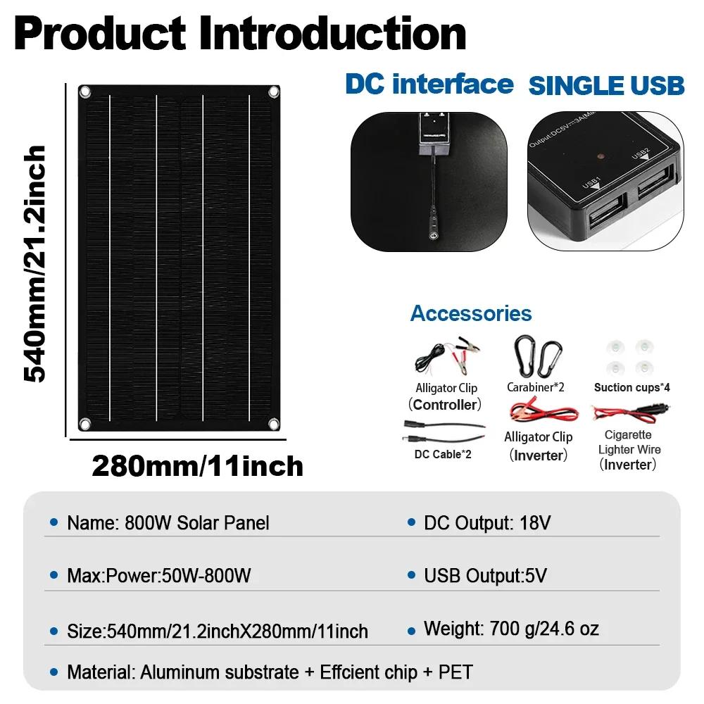 8000W  12V/24V-110V/220V Inverter Complete Solar System 800W Panel 100A Controller with Installation Kit CE FCC RoHS Certified
