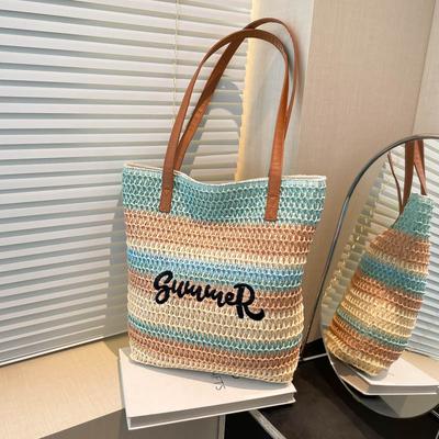 Summer Woven Embroidery Beach Bag Tote Bag Large Capacity Shoulder Travel Bag Straw Bag Fashion New
