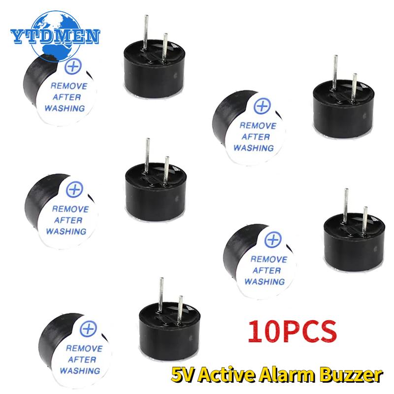 

10PCS 5V Active Buzzer Mini Magnetic Long Continous Beep Tone 9*5.5mm Alarm Ringer Active Piezo Buzzers, for Arduino чёрный