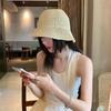 Foldable Outdoor Sunshade Cap Hand Weaving Fisherman Hat Summer Straw Bucket Hat  for Women Beach