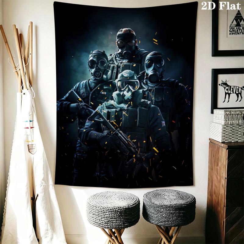 Tom Clancy's Rainbow Six Siege Wall Tapestry Aesthetic Wall Hanging Printed Fabric Blanket Decorative Tapestries for Bedroom Living Room Home Decor