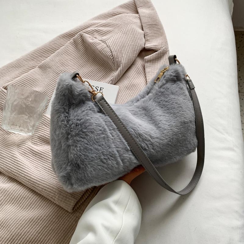 Fashionable Plush Bag for Women Autumn and Winter New Plush Simple Shoulder Bag
