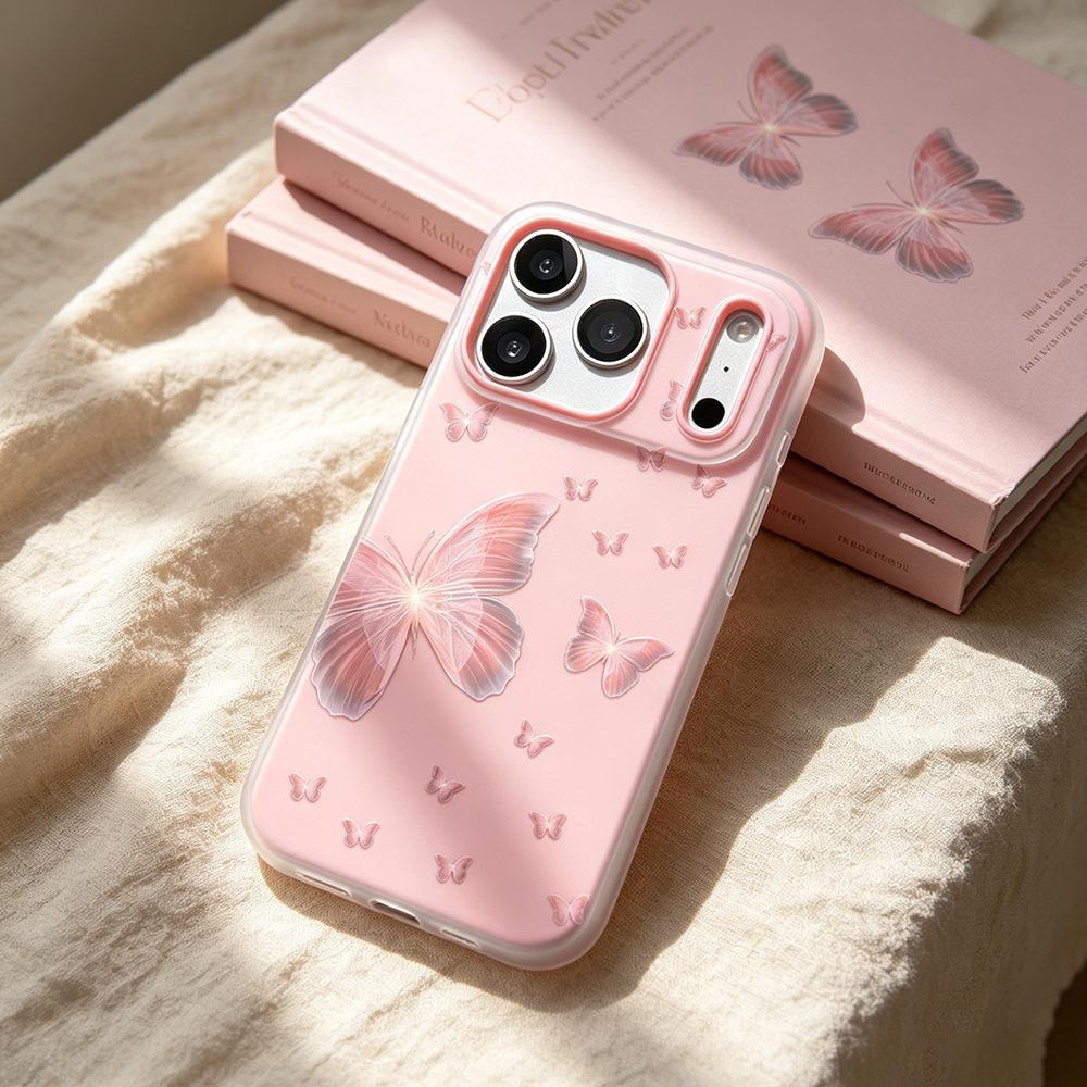 Gradual change butterfly applicable oppo huawei matte 17pro mobile phone case apple 16 niche 17promax protective case