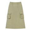 Covernat Early Autumn Solid Color Large Pocket Tie Comfortable Simple Casual Long Skirt Women skirts Light-Khaki CO2502SR75LK