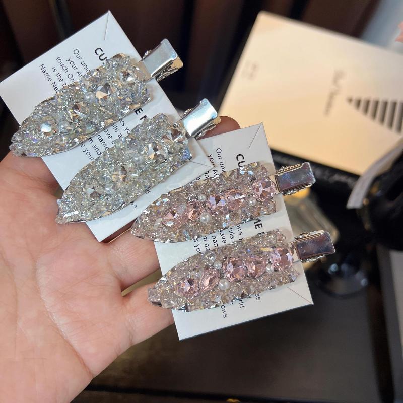 Korean Style Elegant Shiny Rhinestone Seamless Hair Clip Simple Versatile Fashion Side Clip Hair Accessories