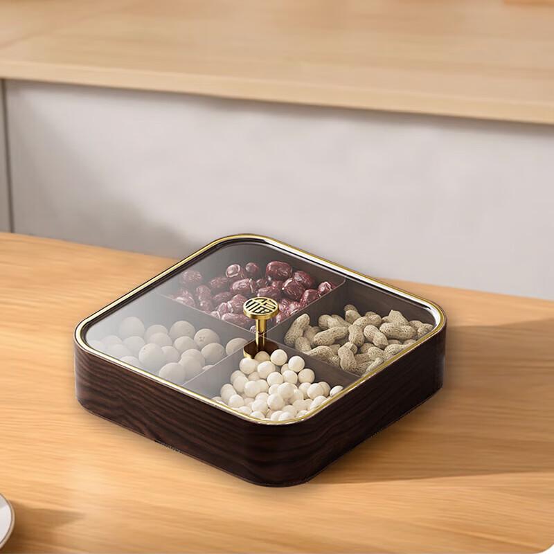 Chinese Style Wood Grain Single-Layer Candy & Dried Fruit Box