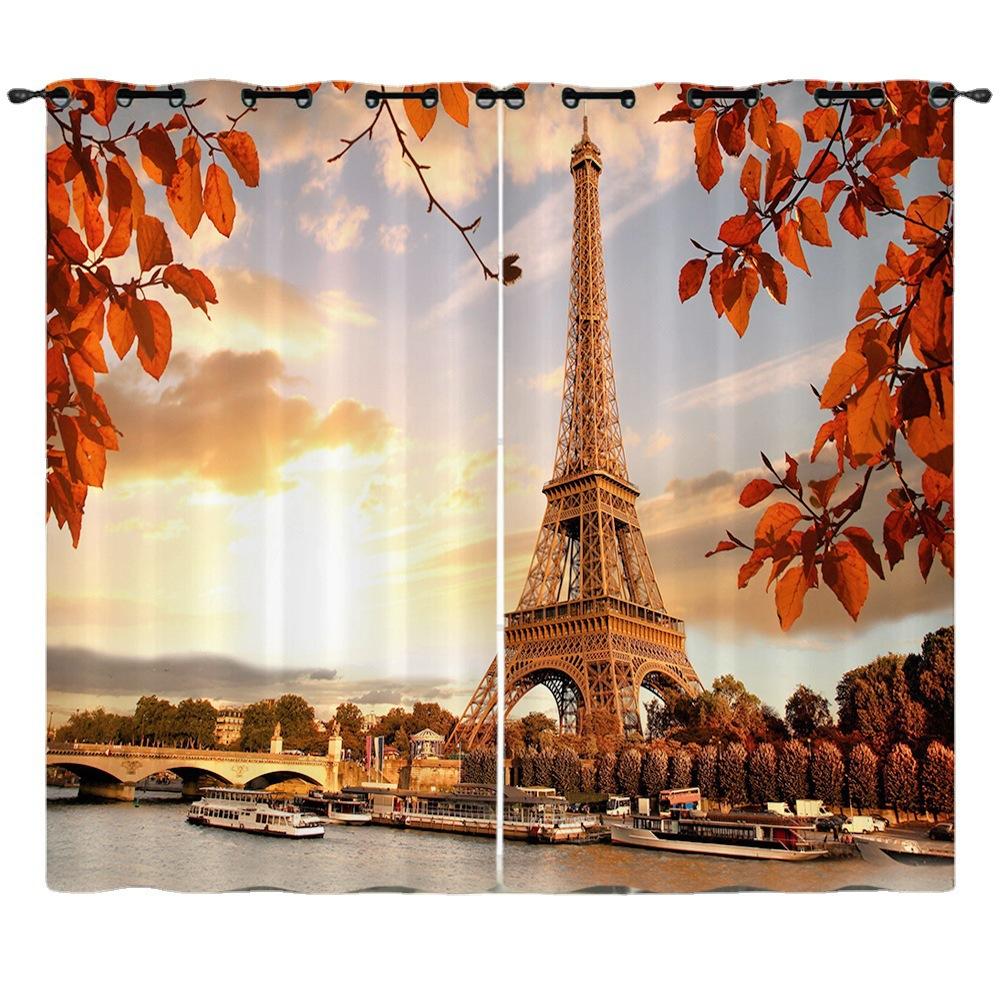 Curtains Urban Scenery Series 3D Digital Printing High Density Blackout Diy Curtains