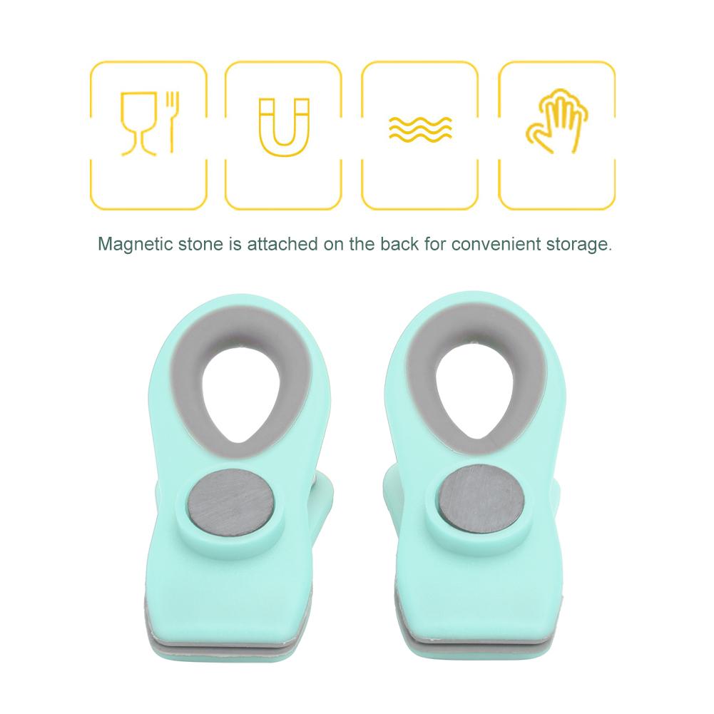 2Pcs Mini Portable Food Sealing Magnetic Clips Snack Food Preservation Bag Clips Kitchen