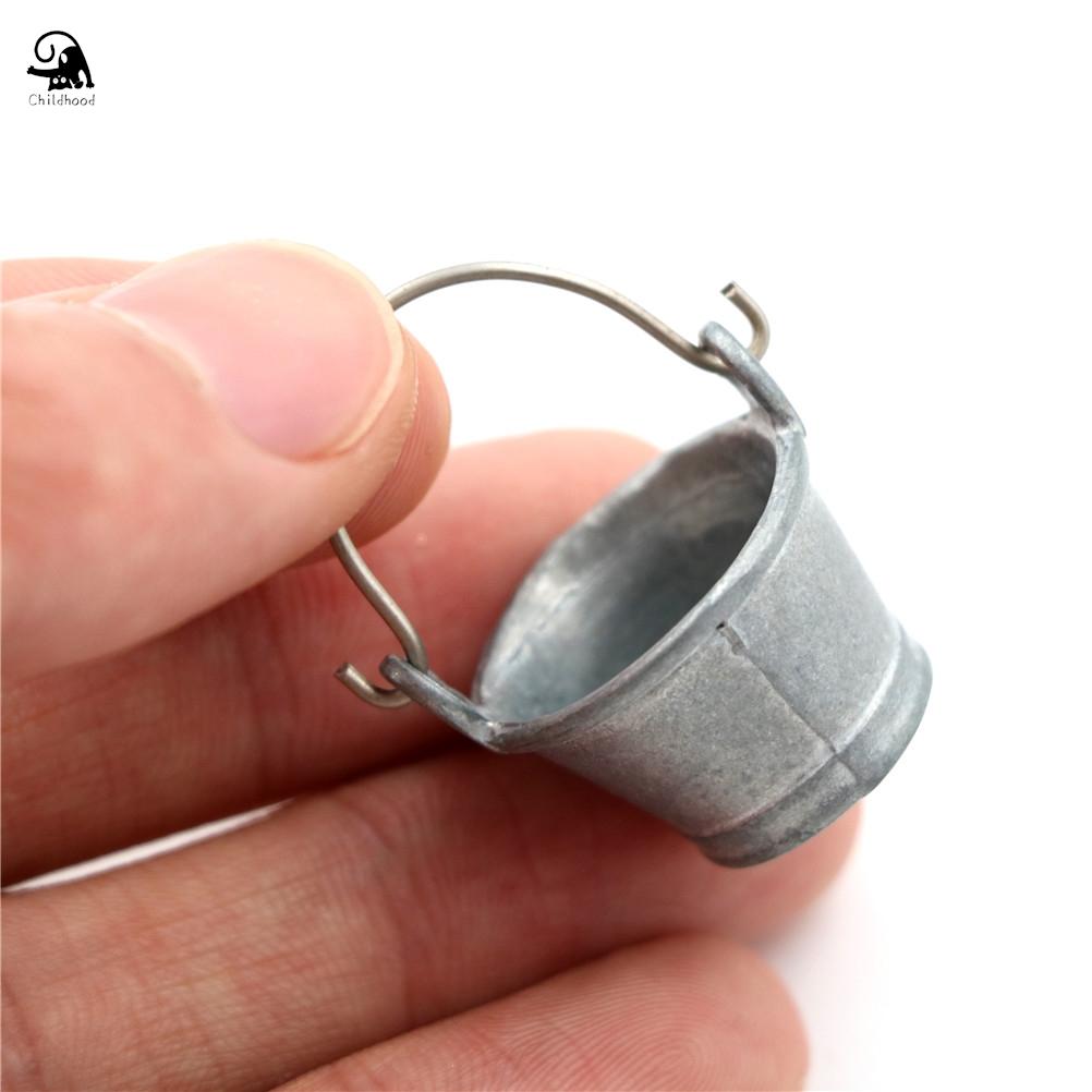 1:12 Scale Mini Cute Metal Buckets Decoration Miniature Toy Doll Food Kitchen Living Room Accessories For Dollhouse