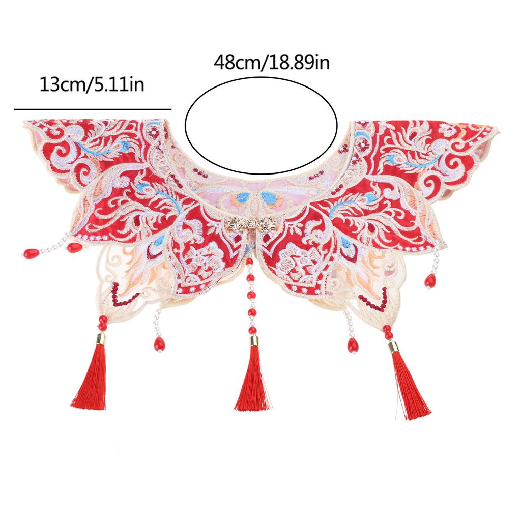 Ethnische Fransen-Kunstkragen Dekorative Halbschulterstola Wolken-Schulterkragen für Chinesische Antike Kostüm Festival Halskette