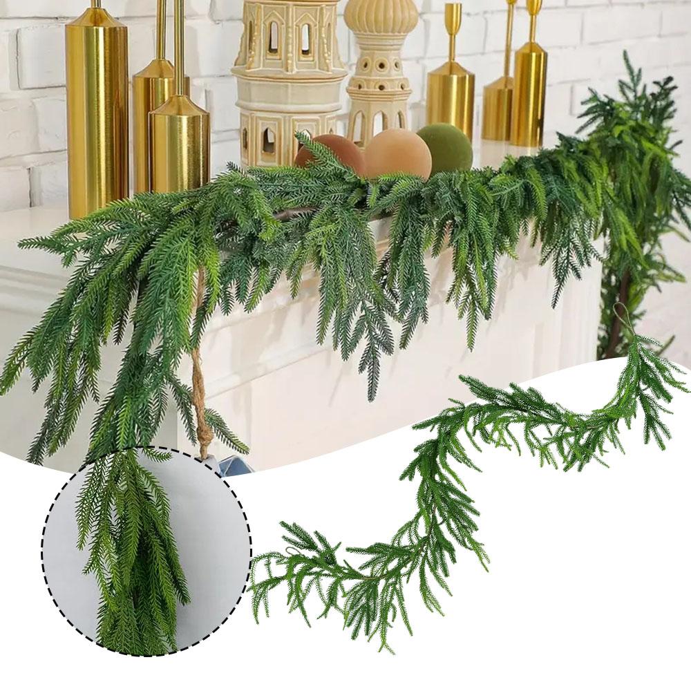 1.8m/2.7m Christmas Wreath Rattan Artificial Soft Pines Needle Garlands Lightweight Easy Hanging Decoration For Home Bedroom
