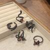 Dark Cold Wind Personalized Snake Ring Open Ring Retro Winding Simple Red Diamond Spirit Snake Niche High-end Ring