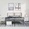 Metal Bed Frame with Headboard and Footboard Black 135 X 190 Cm