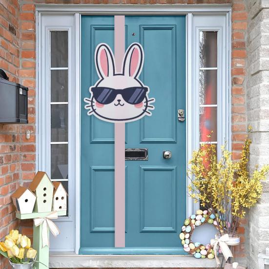 Osterhase Türrahmen Dekoration Cartoon Hase & Schleifen für Küchenschränke Schrank & Wandbehang Niedliches Feiertagsheim