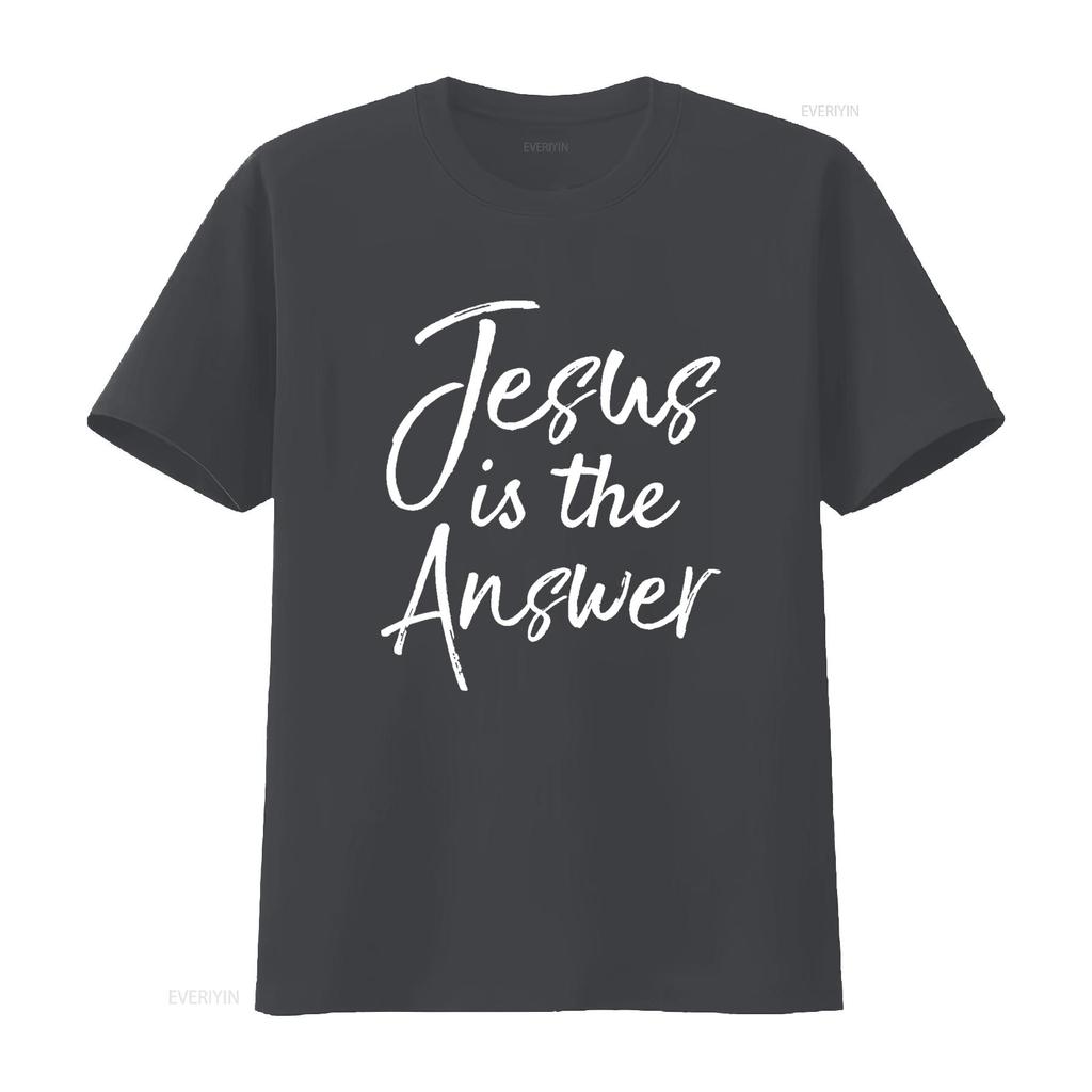Christian Quote for Women Cute Jesus Is the Answer T Shirt Black X Large Vintage Washed Streetwear Comfortable