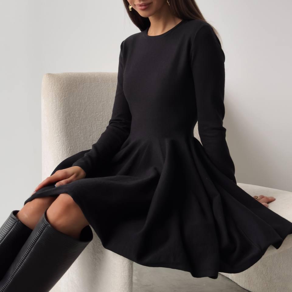 

Элегантное мини-платье с длинными рукавами, свитер, женский зимний обтягивающий сексуальный шикарный плиссированный джемпер с круглым вырезом, базовый женский вязаный джемпер M