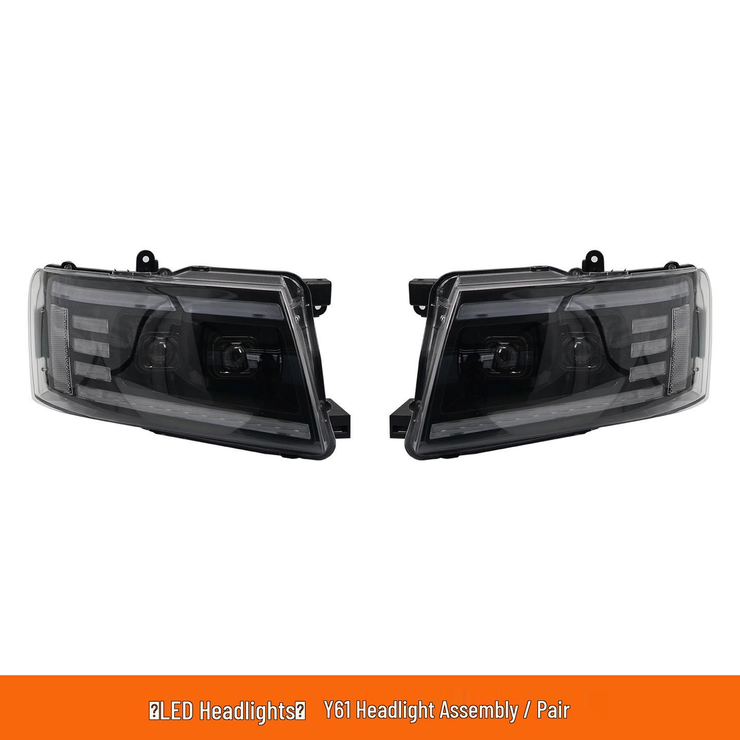 

LED Headlight Assembly with Flowing Turn Signal for 05-22 PATROL Y61 - Modified High/Low Beam Lens. Pair