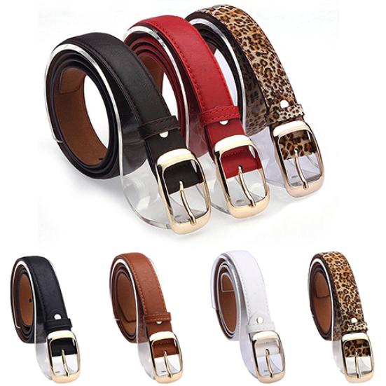 Women Fashion Paint Waist Belt Faux Leather Alloy Buckle Casual Waistband Strap
