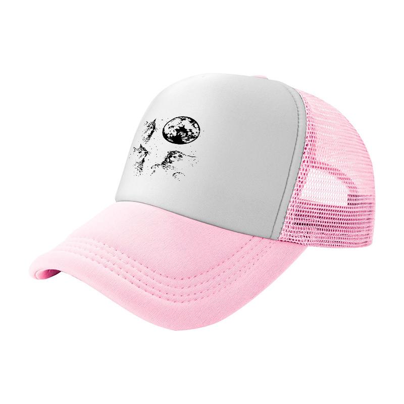 Moon and Skull Design Mesh Baseball Cap Breathable Trucker Hat for Unisex and Women Outdoor Fashion Accessory