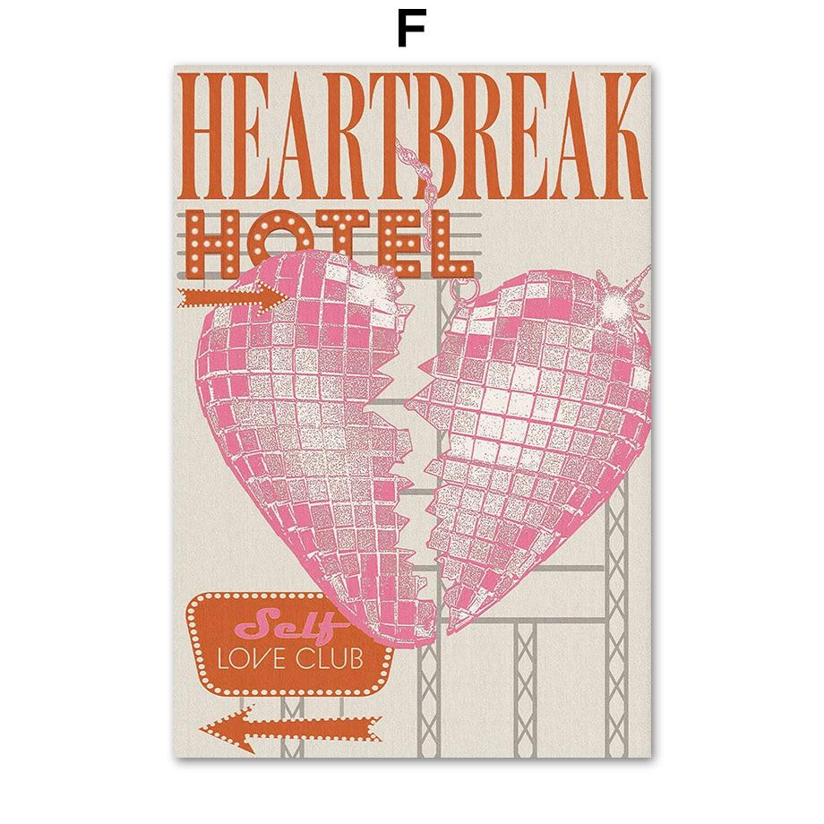 Vintage Cocktail Disco Cherry Aesthetics Poster and Printed Pink Wall Art Canvas Painting Room Nordic Home Decoration Mural