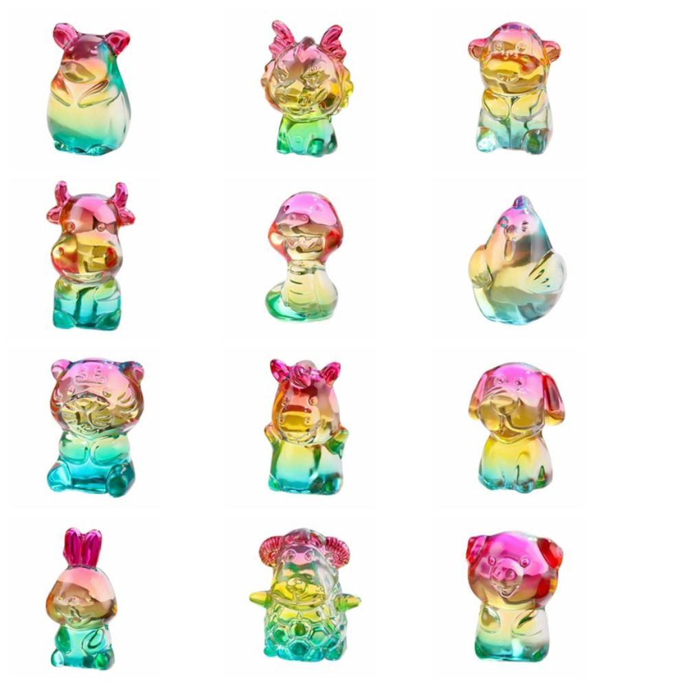 Crystal Cartoon Animal Figurines Elegant Mini Miniature Figure Desktop Ornament