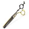 FCG-25 Black Gold Hairdressing Scissors Set: Straight, Serrated & Thinning - Professional Salon Quality