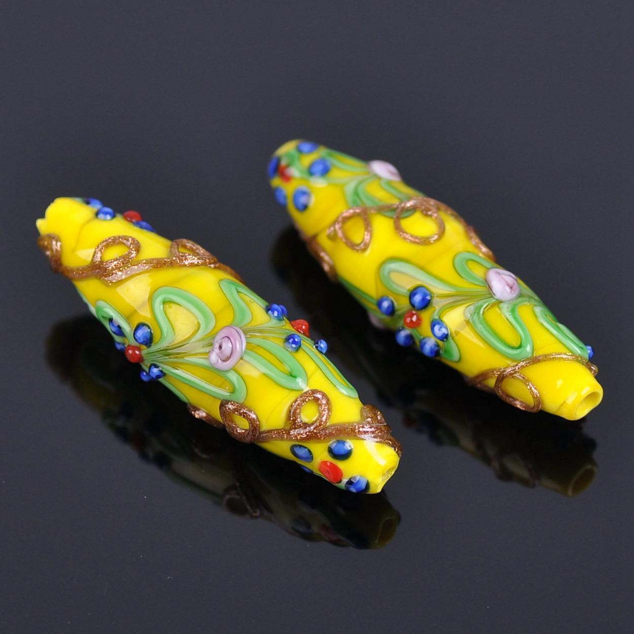 

5 шт. 45x13 мм Большие овальные регби Ручной работы Цветочные Лэмпворк Стеклянные Свободные Бусины для Изготовления Ювелирных Изделий DIY Фурнитура 45x13mm-5pcs