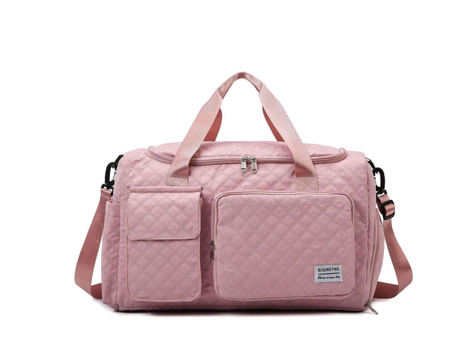 Diamond Pattern Lightweight Gym Bag - Large Capacity with Wet/Dry Separation & Shoe Compartment, Ideal for Travel & Maternity Use