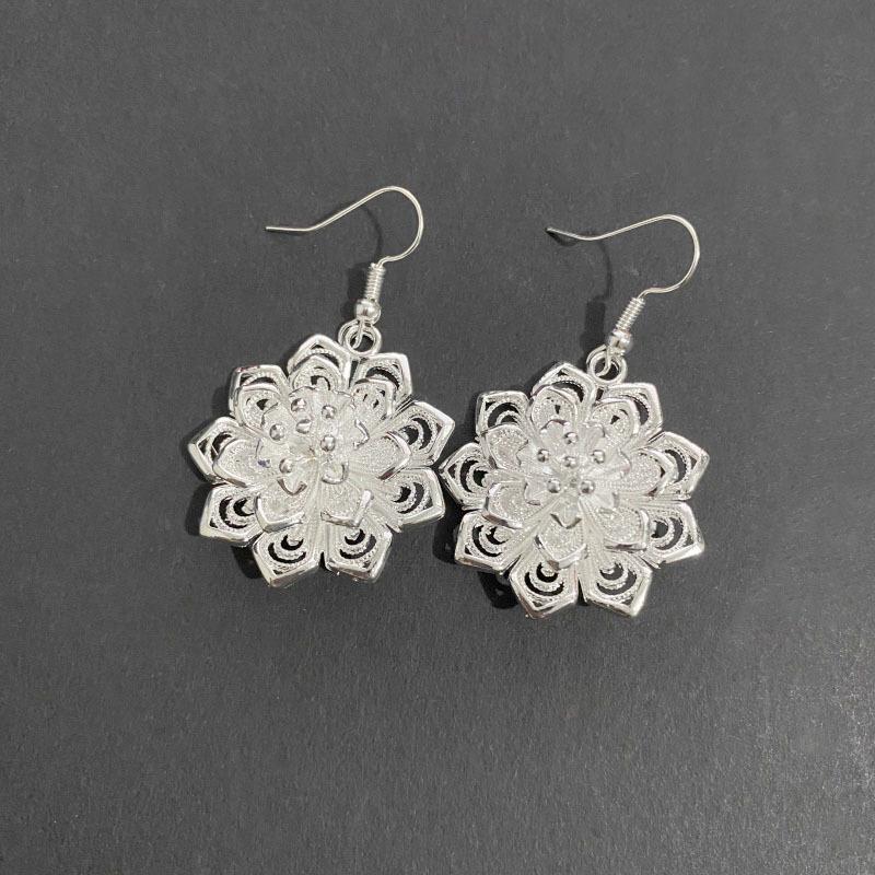 Ethnic style earrings Alloy silver-plated Miao ethnic minority Dong Yi earrings Earrings