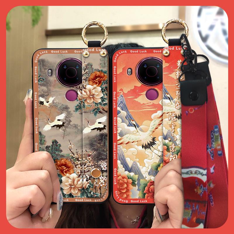 Schmutzabweisende Strapazierfähige Handyhülle Für Nokia 5.4 Für Mama Chinesischer Stil Mode Silikon Staubdicht Umhängeband Ältere Dame