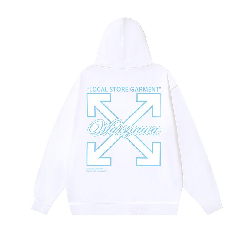 1219 Off-White 2025 Autumn and Winter New OW Whirlwind Letter Pattern Pullover Print Men's and Women's Hooded Sweatshirt