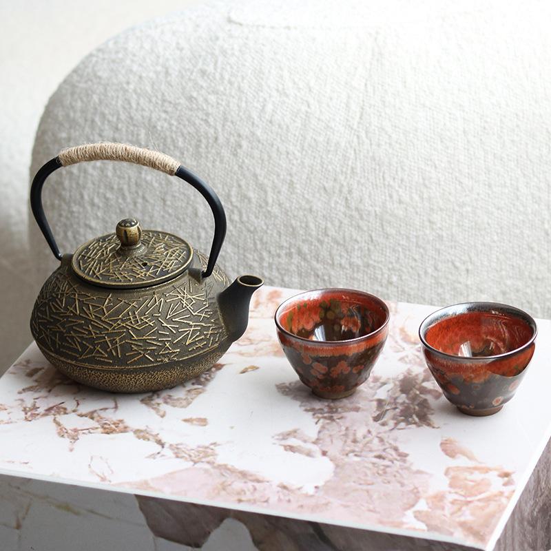 Čínská litinová retro konvice na čaj, čajová souprava, šálek na čaj, ruční dekorace, prodejní kancelář hotelu, měkká dekorace do čajovny