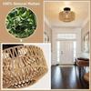 Black French Farmhouse Retro Chandelier Handmde Straw Jute Shade Iron Frame Rustic Ceiling Lighting for Bedroom Living Room