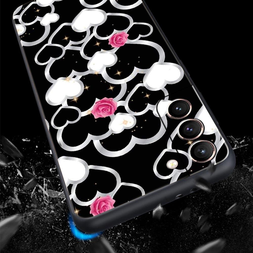 Gold Rose Love Heart Phone Case For Samsung Galaxy S24 S23 S22 Ultra S20 S21 FE 5G S10 S9 Plus S10E S8 S7 Edge Silicone Cover
