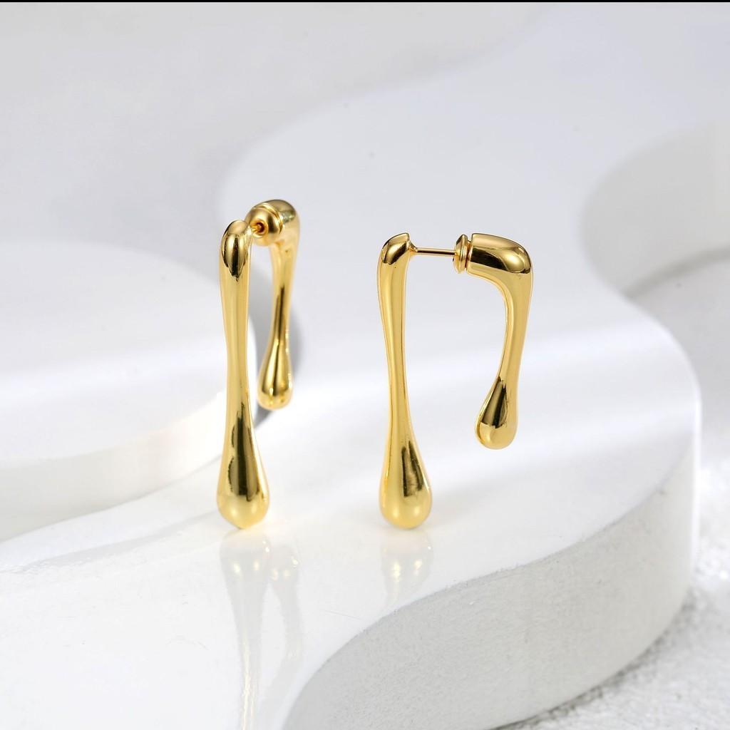 Trendy Asymmetrical Metal Earrings Chic Gold And Silver Fashion For Women