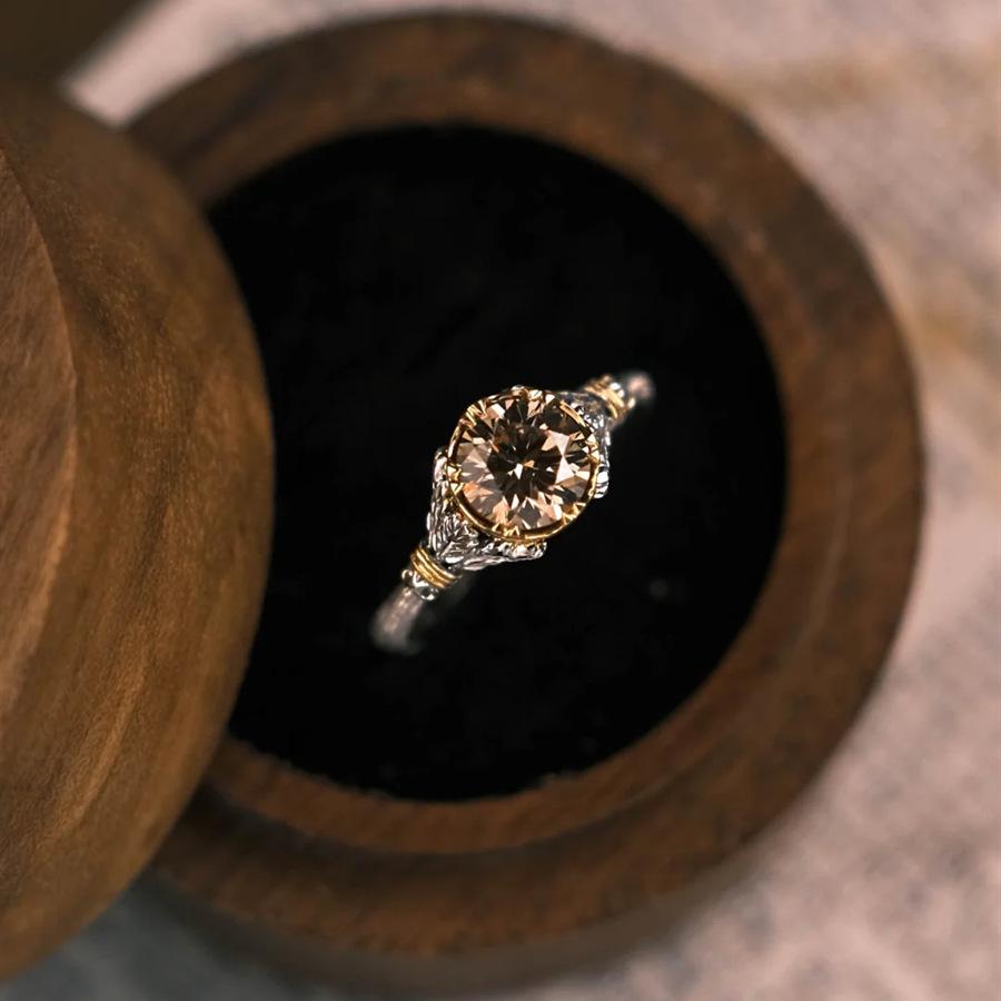 

Medieval style round zircon ring light luxury niche exquisite sense fashion adjustable ring