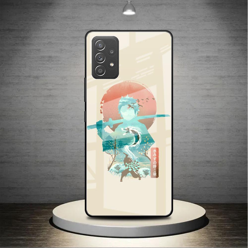 Glass Case For Samsung Galaxy A52 A71 A50 A51 A70 A21s A31 A72 A10 A12 A30 A22 5G Phone Cover Demon Slayer Anime